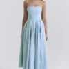 Audrey Tuscan Blue Strapless Midi Sundress