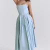 Audrey Tuscan Blue Strapless Midi Sundress