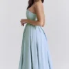 Audrey Tuscan Blue Strapless Midi Sundress