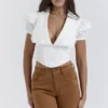 Augusta White Pin Tuck Top