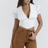 Augusta White Pin Tuck Top