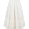Augustine White Embroidered Cotton Midi Skirt