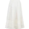 Augustine White Embroidered Cotton Midi Skirt