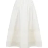 Augustine White Embroidered Cotton Midi Skirt