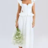 Augustine White Embroidered Cotton Midi Skirt
