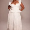 Augustine White Embroidered Cotton Midi Skirt