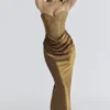 Aurelia Bronze Brocade Satin Corset Maxi Dress