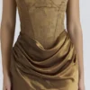 Aurelia Bronze Brocade Satin Corset Maxi Dress