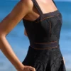Ava Black Cotton Placement Broderie Anglaise Midi Dress