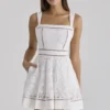 Ava White Custom Lace Cotton Broderie Anglaise Mini Sundress