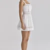 Ava White Custom Lace Cotton Broderie Anglaise Mini Sundress