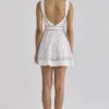 Ava White Custom Lace Cotton Broderie Anglaise Mini Sundress