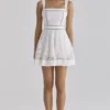 Ava White Custom Lace Cotton Broderie Anglaise Mini Sundress
