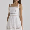 Ava White Custom Lace Cotton Broderie Anglaise Mini Sundress