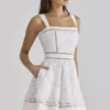 Ava White Custom Lace Cotton Broderie Anglaise Mini Sundress
