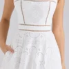 Ava White Stretch Cotton Broderie Anglaise Midi Dress