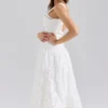 Ava White Stretch Cotton Broderie Anglaise Midi Dress