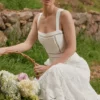 Ava White Stretch Cotton Broderie Anglaise Midi Dress