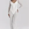 Avalon White Mesh High Waist Trousers