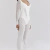 Avalon White Mesh High Waist Trousers