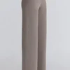Avery Taupe Wool Wide Leg Trousers
