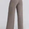 Avery Taupe Wool Wide Leg Trousers