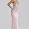 Ayana Pink Lace + Satin Maxi Corset Dress