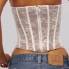 Ayana White Lace Boned Corset Top