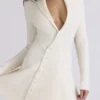 Ayla Cream Asymmetric Skater Mini Dress