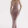 Azalea Soft Pink Velvet Midi Dress