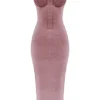 Azalea Soft Pink Velvet Midi Dress