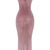 Azalea Soft Pink Velvet Midi Dress