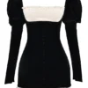 Azaria Black & Vintage Cream Mini Dress
