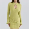 Aziza Pistachio Long Sleeve Mini Dress