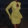Aziza Pistachio Long Sleeve Mini Dress