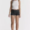 Azora Black Vegan Leather Micro Mini Shorts