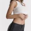 Azora Black Vegan Leather Micro Mini Shorts