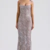 Azzurra Ice Blue Lace Godet Gown