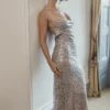 Azzurra Ice Blue Lace Godet Gown