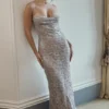 Azzurra Ice Blue Lace Godet Gown