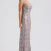 Azzurra Ice Blue Lace Godet Gown