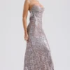 Azzurra Ice Blue Lace Godet Gown