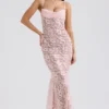 Azzurra Rose Pink Lace Godet Gown