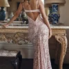 Azzurra Rose Pink Lace Godet Gown