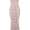 Azzurra Rose Pink Lace Godet Gown