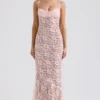 Azzurra Rose Pink Lace Godet Gown