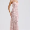 Azzurra Rose Pink Lace Godet Gown