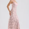 Azzurra Rose Pink Lace Godet Gown
