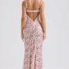 Azzurra Rose Pink Lace Godet Gown