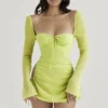 Baby Lime Chiffon Halter Mini Dress